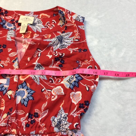 New! St. John’s Bay Dress XS Red Blue Floral Sleeveless Drawstring Waist - Picture 12 of 14